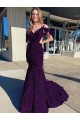 Ameixa Roxa Bainha Alças finas Comboio Corte Lantejoulas Veludo Longo Lantejoulas Veludo Vestidos de Festa Outlet