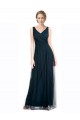 Azul 7 Linha A Decote V Tule Longo Vestidos de Madrinha Outlet