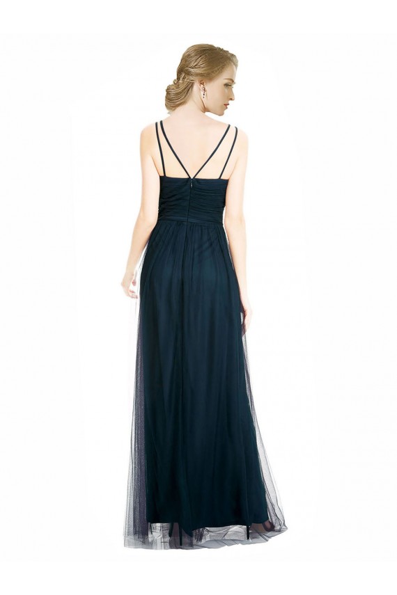 Azul 7 Linha A Decote V Tule Longo Vestidos de Madrinha Outlet