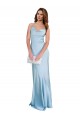 Azul Céu Claro Bainha Decote Capuz Cetim Sedoso Longo Formais Vestidos de Madrinha / Vestidos de Festa Outlet