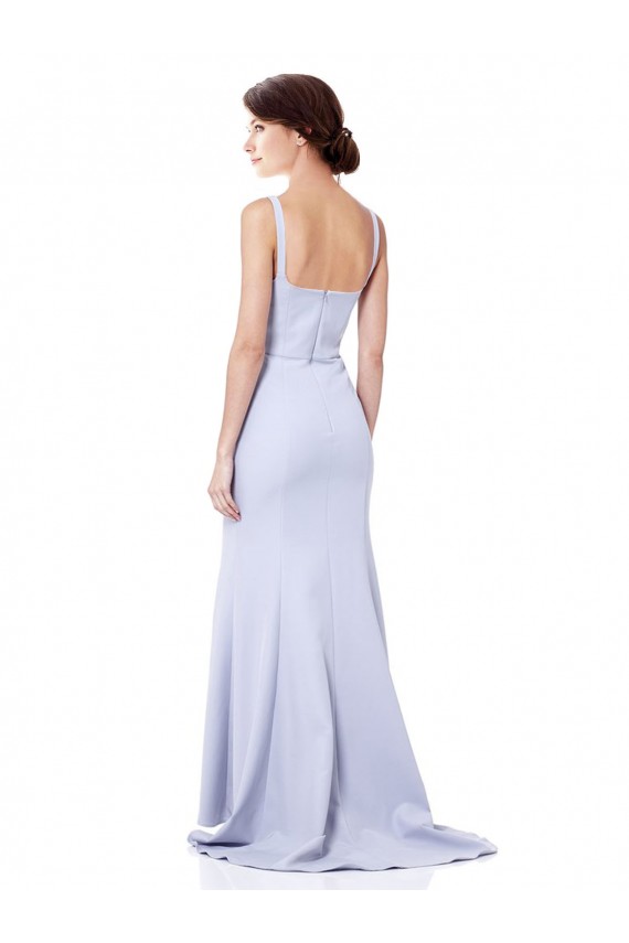 Azul Céu Claro Crepe Esticado Sereia Sem Mangas Alças finas Longo Formais Vestidos de Madrinha / Vestidos de Noite / Vestidos de Festa Outlet
