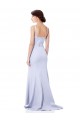 Azul Céu Claro Crepe Esticado Sereia Sem Mangas Alças finas Longo Formais Vestidos de Madrinha / Vestidos de Noite / Vestidos de Festa Outlet