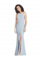 Azul Céu Claro Crepe Esticado Trombeta Criss Cruz Cabeçada Longo Vestidos de Madrinha / Vestidos de Festa Outlet