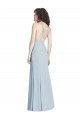Azul Céu Claro Crepe Esticado Trombeta Criss Cruz Cabeçada Longo Vestidos de Madrinha / Vestidos de Festa Outlet