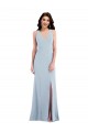 Azul Céu Claro Crepe Esticado Trombeta Criss Cruz Decote V Longo Vestidos de Madrinha / Vestidos de Festa Outlet