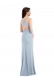Azul Céu Claro Crepe Esticado Trombeta Criss Cruz Decote V Longo Vestidos de Madrinha / Vestidos de Festa Outlet