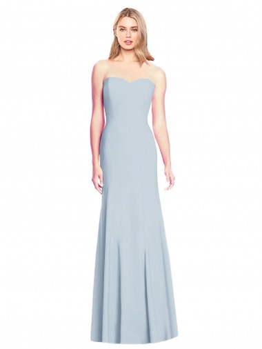 Azul Céu Claro Trombeta Amor Crepe Esticado Longo Vestidos de Madrinha / Vestidos de Festa Outlet