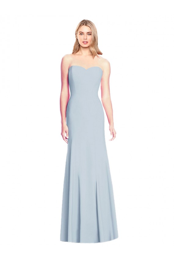 Azul Céu Claro Trombeta Amor Crepe Esticado Longo Vestidos de Madrinha / Vestidos de Festa Outlet