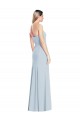 Azul Céu Claro Trombeta Amor Crepe Esticado Longo Vestidos de Madrinha / Vestidos de Festa Outlet