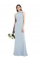 Azul Céu Claro Trombeta Decote Arco Crepe Esticado Longo Vestidos de Madrinha / Vestidos de Festa Outlet