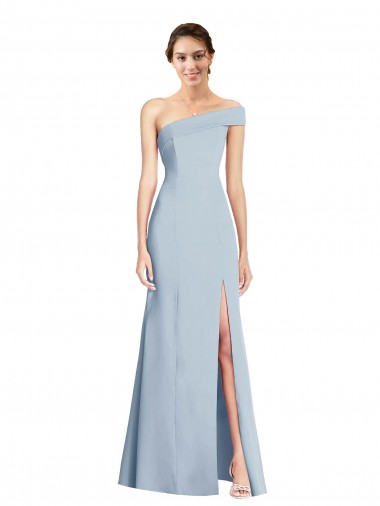 Azul Céu Claro Trombeta Fora do Ombro Crepe Esticado Longo Formais Vestidos de Madrinha / Vestidos de Festa Outlet