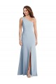 Azul Céu Claro Trombeta Um Ombro Crepe Esticado Longo Formais Vestidos de Madrinha / Vestidos de Festa Outlet
