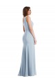 Azul Céu Claro Trombeta Um Ombro Crepe Esticado Longo Formais Vestidos de Madrinha / Vestidos de Festa Outlet