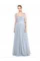 Azul Céu Claro Tule Linha A Amor Longo Vestidos de Madrinha Outlet