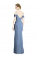 Azul Empoeirado Linha A Fora do Ombro Chiffon Longo Formais Vestidos de Madrinha / Vestidos de Noite Outlet