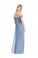 Azul Empoeirado Sereia Fora do Ombro Chiffon Longo Vestidos de Madrinha Outlet
