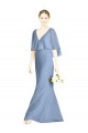 Azul Empoeirado Trombeta Decote V Chiffon Longo Vestidos de Madrinha Outlet
