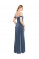 Azul Empoeirado Veludo Elástico Linha A Sem alças Longo Vestidos de Madrinha / Vestidos de Festa Outlet