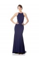 Azul Marinho Crepe Esticado Sereia Decote Alto Longo Formais Vestidos de Madrinha / Vestidos de Noite / Vestidos de Festa Outlet