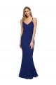 Azul Real Bainha Decote V Crepe Esticado Longo Formais Vestidos de Madrinha / Vestidos de Festa Outlet