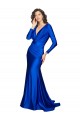 Azul Real Sereia Decote V Cetim Sedoso Longo Formais Vestidos de Madrinha / Vestidos de Festa Outlet