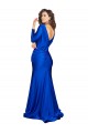 Azul Real Sereia Decote V Cetim Sedoso Longo Formais Vestidos de Madrinha / Vestidos de Festa Outlet