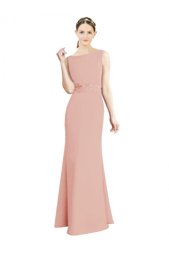 Bliss Chiffon Sereia Decote Alto Longo Vestidos de Madrinha Outlet