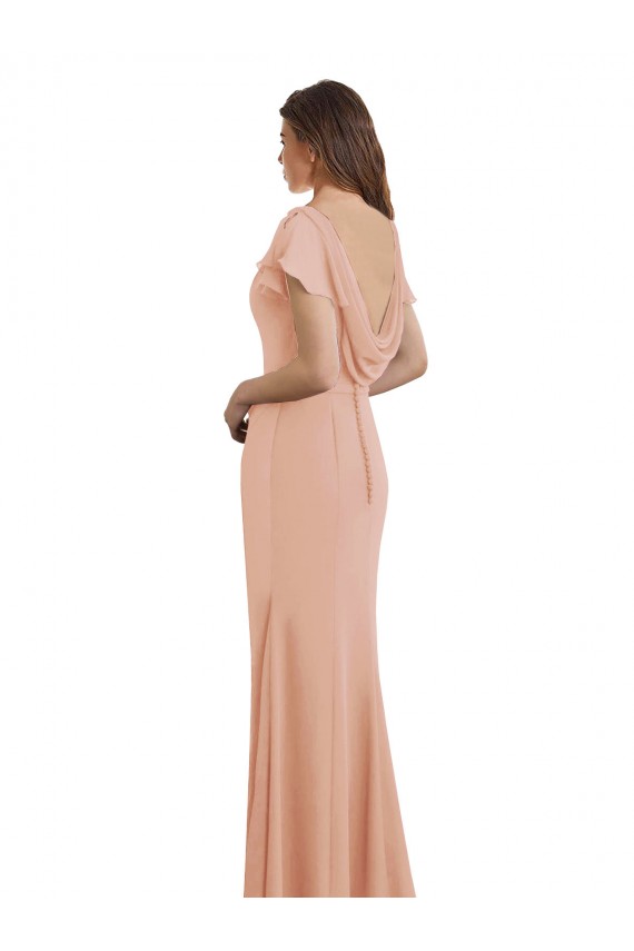 Bliss Sereia Decote Barco Chiffon Longo Vestidos de Madrinha / Vestidos de Festa Outlet