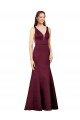 Borgonha Bainha Decote V Cetim Longo Formais Vestidos de Madrinha / Vestidos de Festa Outlet
