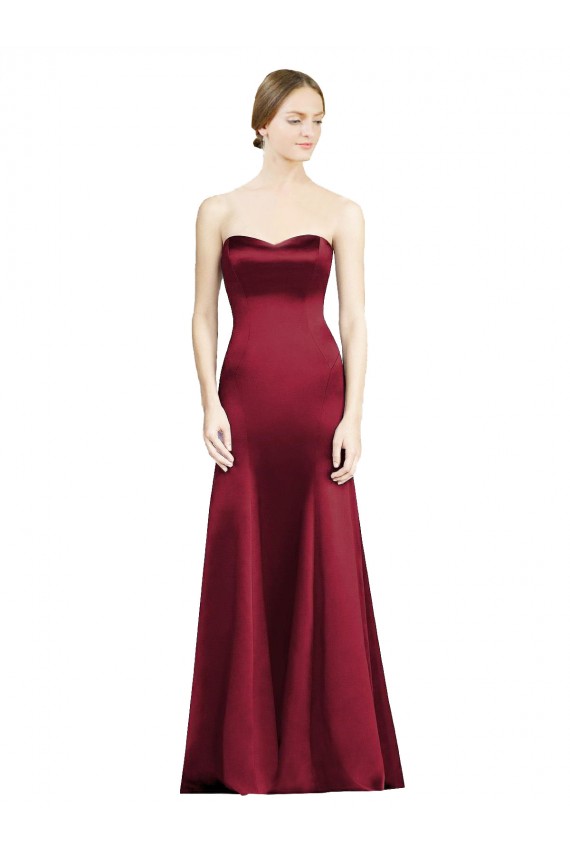 Borgonha Cetim Sereia Amor Longo Vestidos de Madrinha Outlet