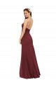 Borgonha Chiffon Bainha Abrir de volta Cabeçada Longo Vestidos de Madrinha Outlet