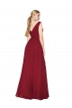 Borgonha Chiffon Linha A Costas em V Decote Alto Longo Formais Vestidos de Madrinha / Vestidos de Noite / Vestidos de Festa Outlet