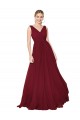 Borgonha Chiffon Linha A Sem Mangas Decote Alto Longo Formais Vestidos de Madrinha / Vestidos de Noite / Vestidos de Festa Outlet