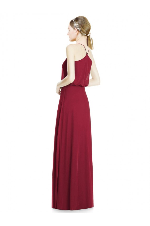 Borgonha Chiffon Linha A Sem Mangas Decote V Longo Vestidos de Madrinha / Vestidos de Baile Outlet