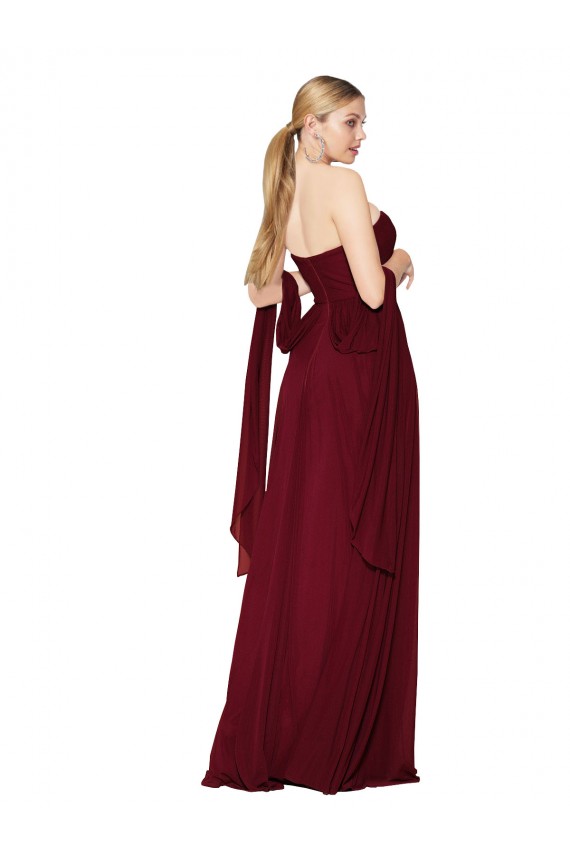 Borgonha Chiffon Linha A Sem alças Longo Formais Vestidos de Madrinha / Vestidos de Noite / Vestidos de Festa Outlet