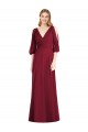 Borgonha Chiffon Trombeta Costas em V Decote V Longo Vestidos de Madrinha Outlet