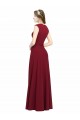 Borgonha Linha A Decote Quadrado Crepe Esticado Longo Vestidos de Madrinha / Vestidos de Festa Outlet