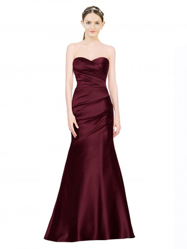 Borgonha Sereia Amor Cetim Longo Formais Vestidos de Madrinha / Vestidos de Festa Outlet