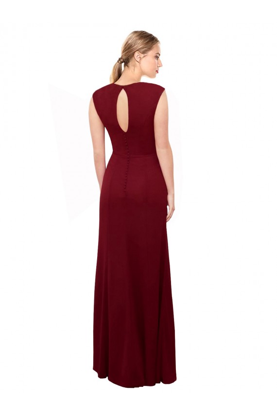 Borgonha Sereia Decote V Chiffon Longo Vestidos de Madrinha / Vestidos de Festa Outlet