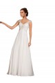 Branco Bainha Decote V Comboio Capela Chiffon & Renda Longo Vestidos de Noiva Outlet