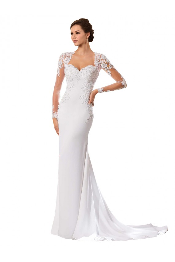 Branco Chiffon & Renda Bainha Buraco da fechadura Amor Longo Vestidos de Noiva Outlet