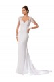 Branco Chiffon & Renda Bainha Buraco da fechadura Amor Longo Vestidos de Noiva Outlet