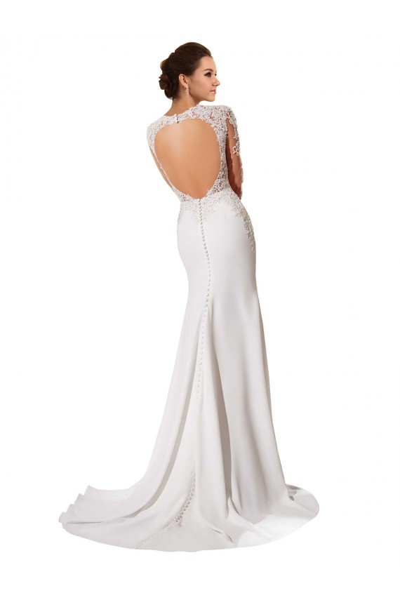 Branco Chiffon & Renda Bainha Buraco da fechadura Amor Longo Vestidos de Noiva Outlet
