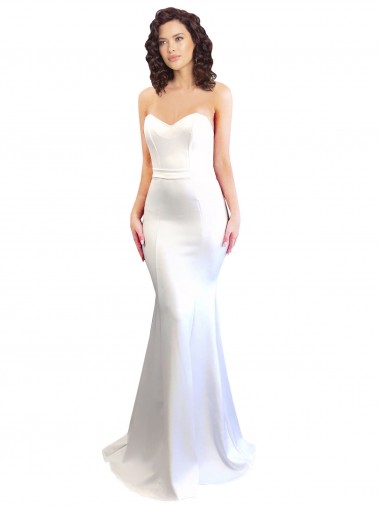 Branco Sereia Amor Crepe Esticado Longo Formais Vestidos de Madrinha / Vestidos de Festa Outlet