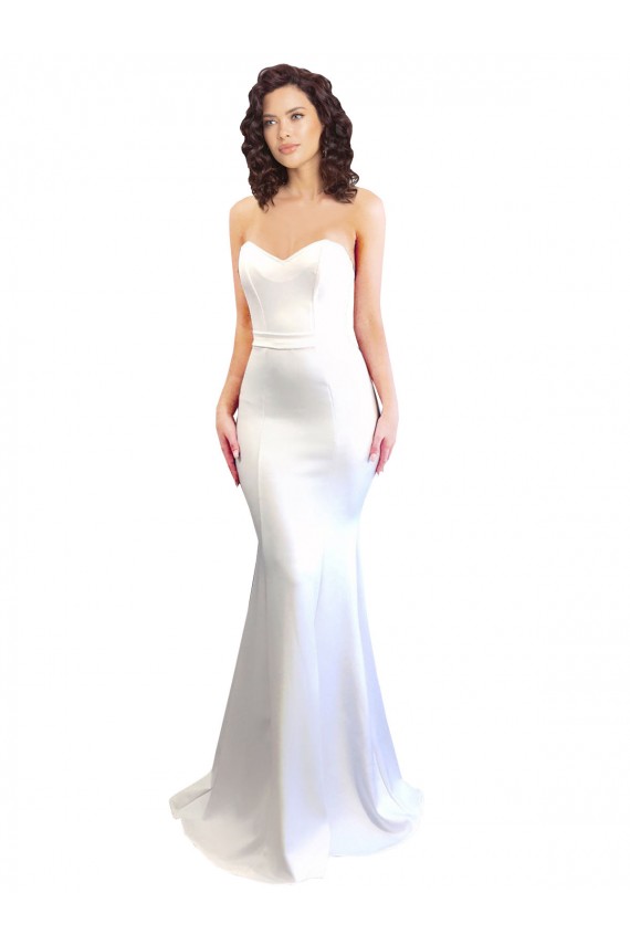 Branco Sereia Amor Crepe Esticado Longo Formais Vestidos de Madrinha / Vestidos de Festa Outlet