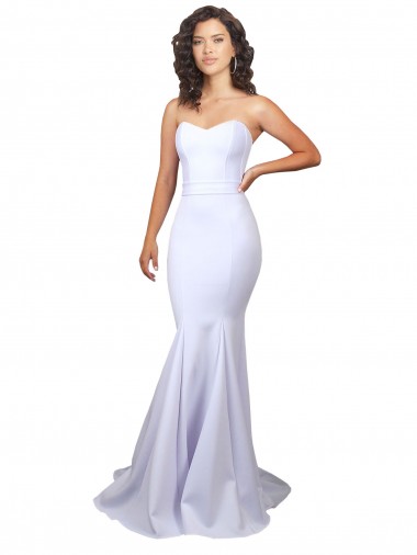 Branco Sereia Amor Crepe Esticado Longo Vestidos de Noiva Outlet