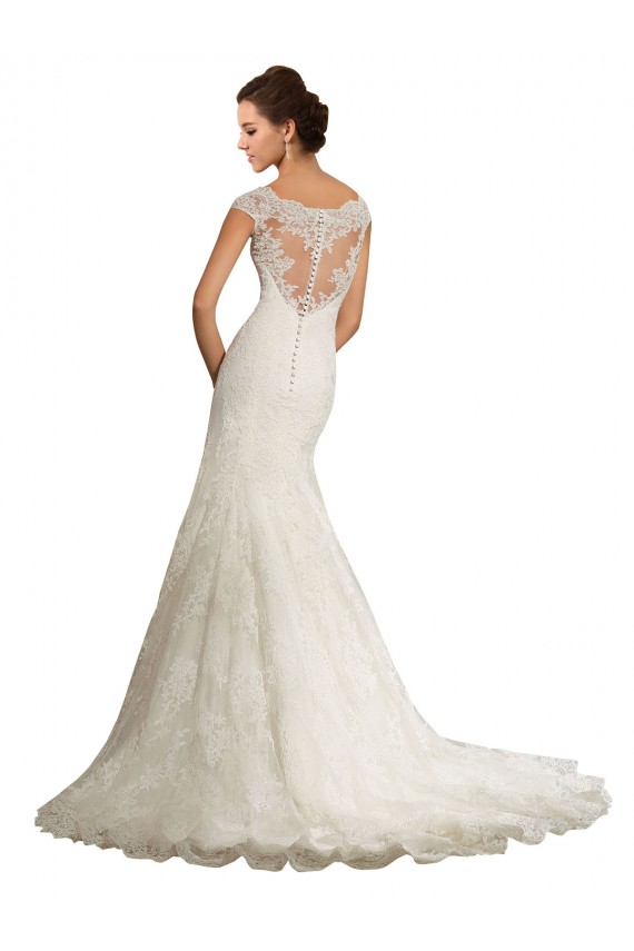 Branco Sereia Barco Comboio Capela Renda Longo Vestidos de Noiva Outlet