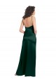 Caçador Verde Cetim Elástico Linha A Abrir de volta Colher Longo Formais Vestidos de Madrinha / Vestidos de Noite / Vestidos de Festa Outlet