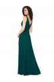 Caçador Verde Chiffon Linha A Costas em V Decote V Longo Vestidos de Madrinha Outlet