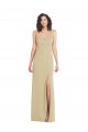 Champanhe Trombeta Decote Quadrado Crepe Esticado Longo Formais Vestidos de Madrinha / Vestidos de Festa Outlet